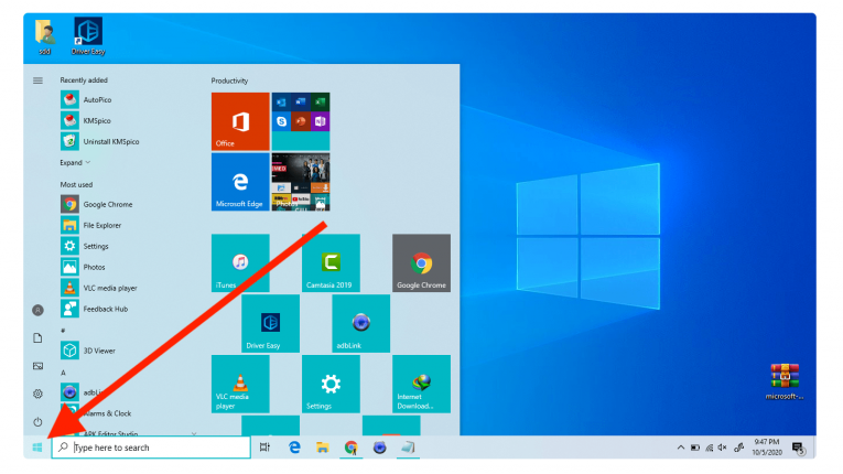 start menu